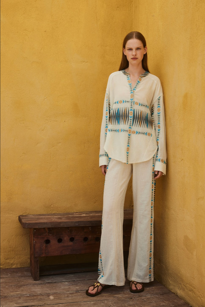 Iluma Pant - Blue/Camel