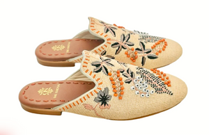 Meadow Beaded Mule - Cream
