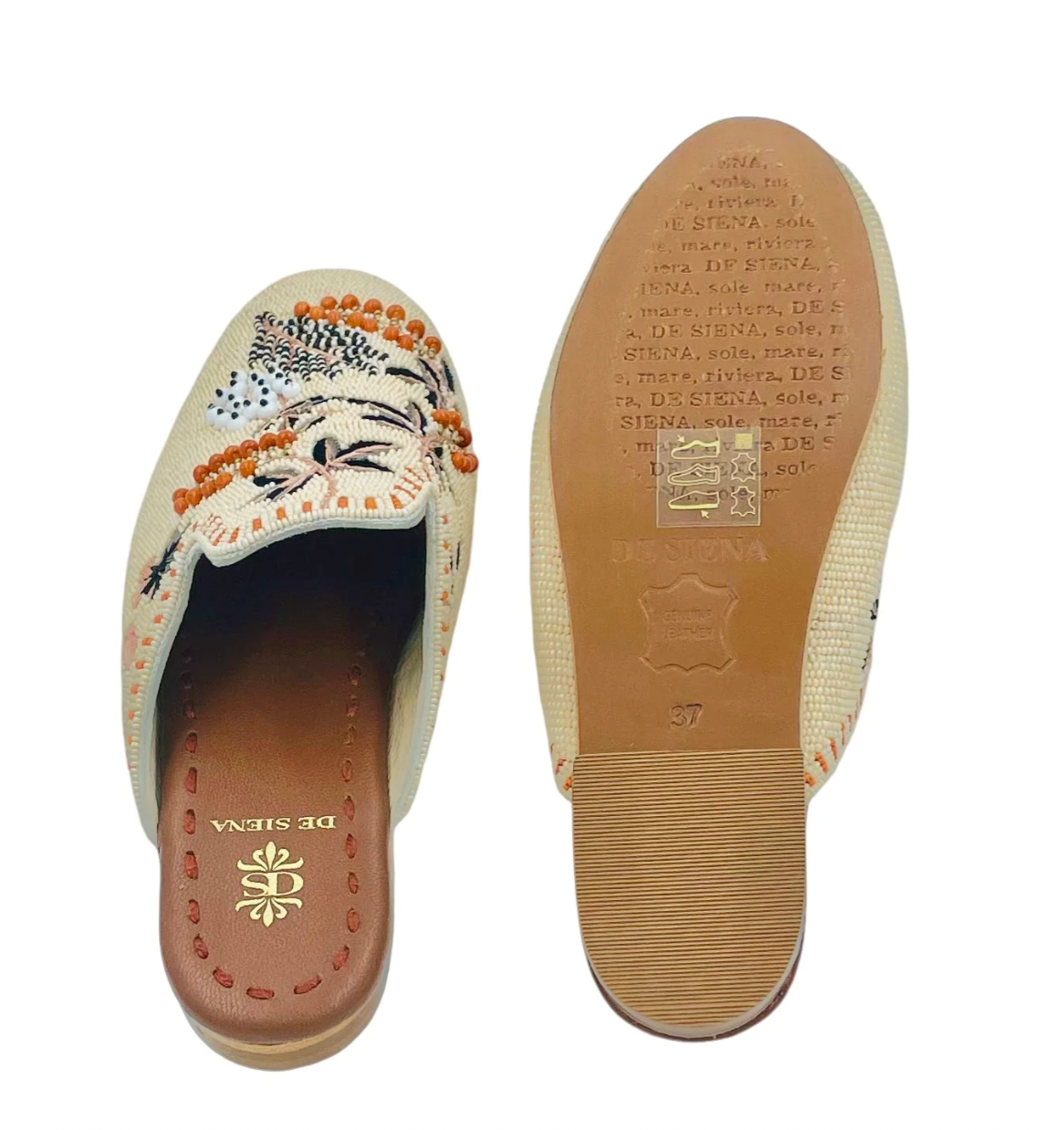 Meadow Beaded Mule - Cream