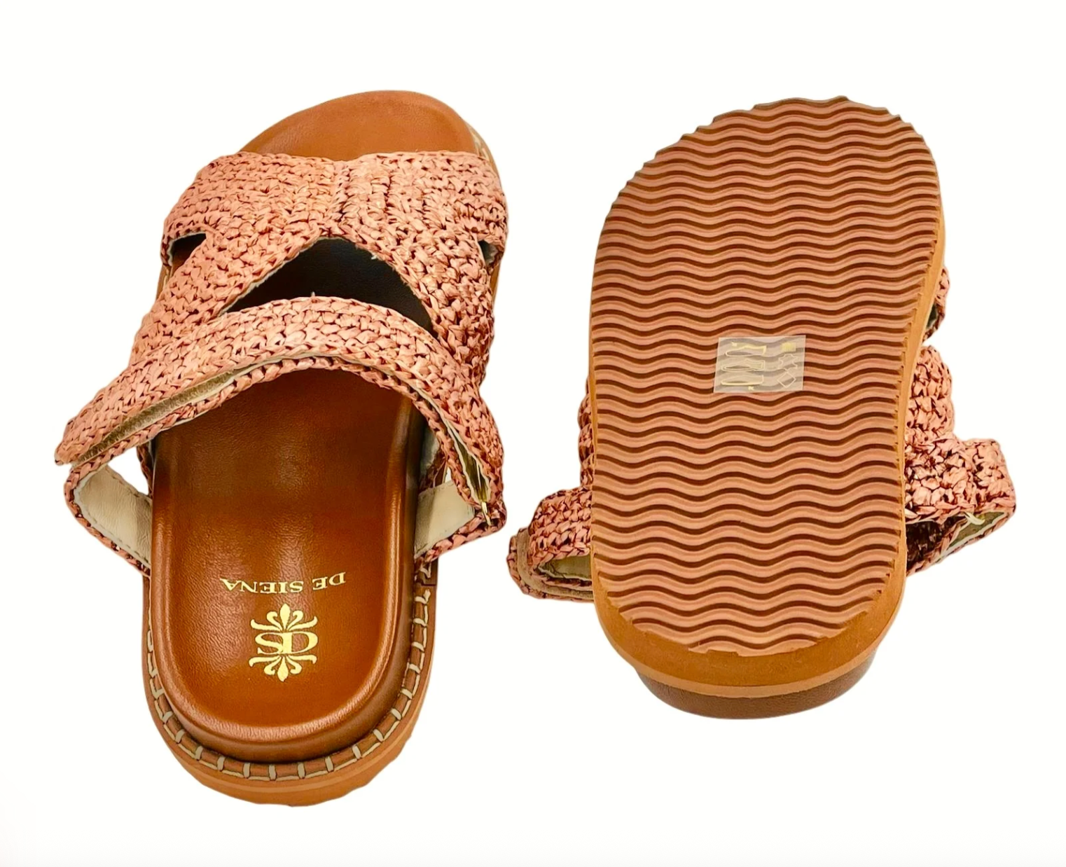 Zoey Woven Raffia Fussbett with Strap - Palo Santo