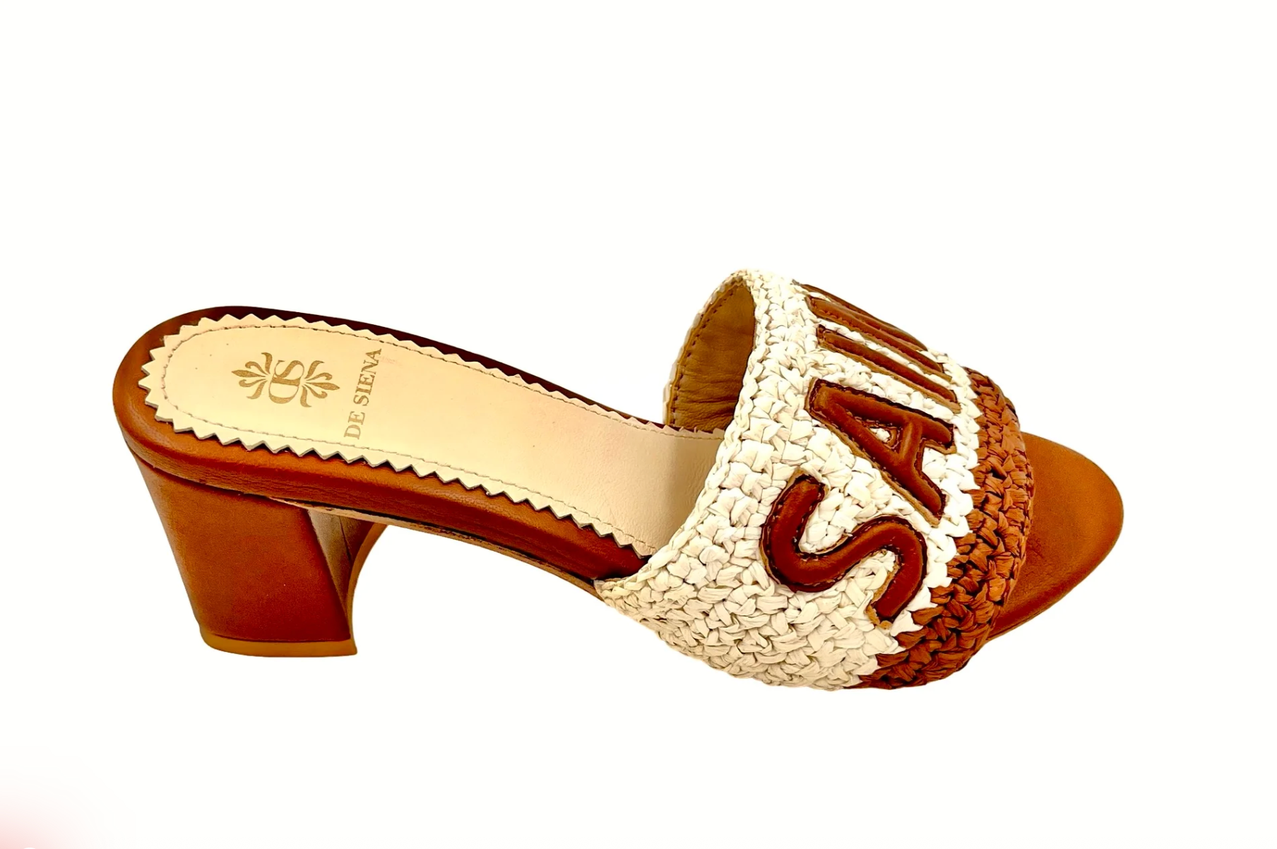 Saint Tropez Raffia Crochet Resort Heels - Off White/Tabacco