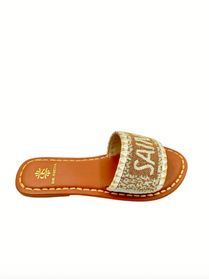 Saint Tropez Beaded Dégradé Resort Slides - Gold/Off White