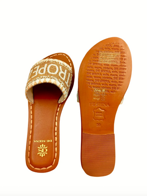 Saint Tropez Beaded Dégradé Resort Slides - Gold/Off White