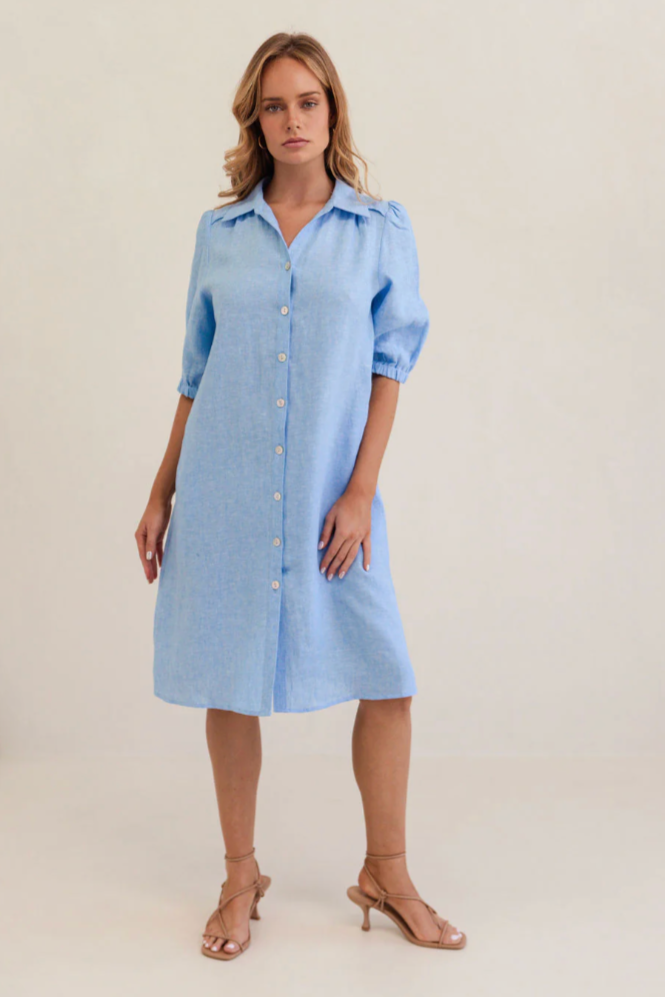 Shirtmaker Dress - Chambray, by Kaleido

Simple, timeless, and effortlessly chic — the Chambray Shirtmaker Dress is a wardrobe essential for summer days and beyond. Crafted from 100% breathable linen in a fresh chambray blue, this button-through dress blends everyday ease with understated elegance.