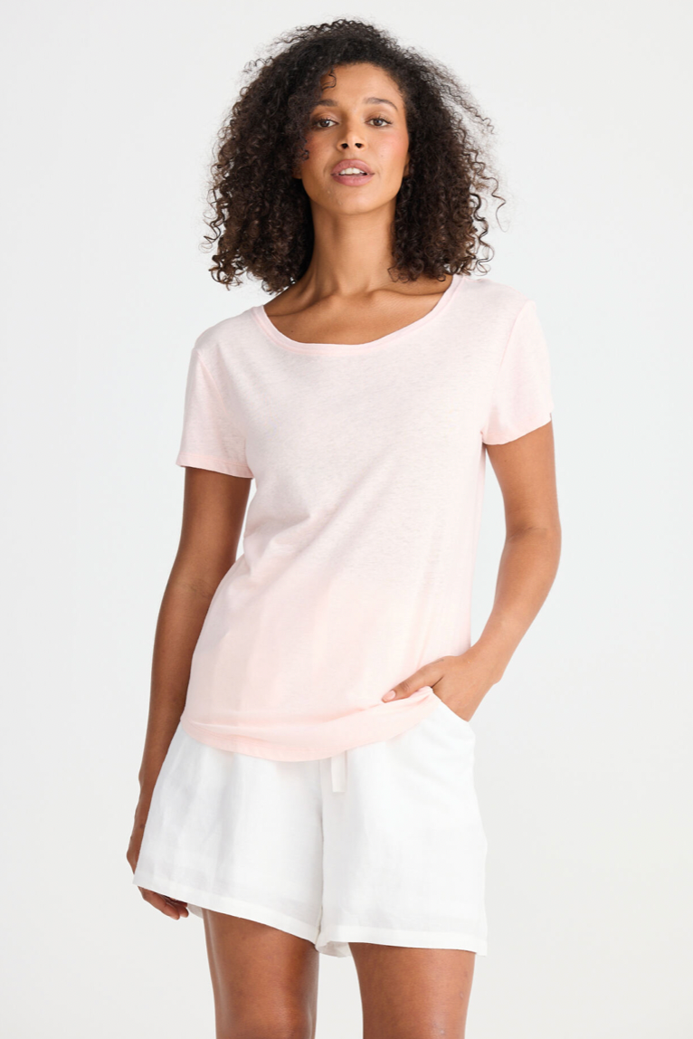 Monza Linen Tee - Pink