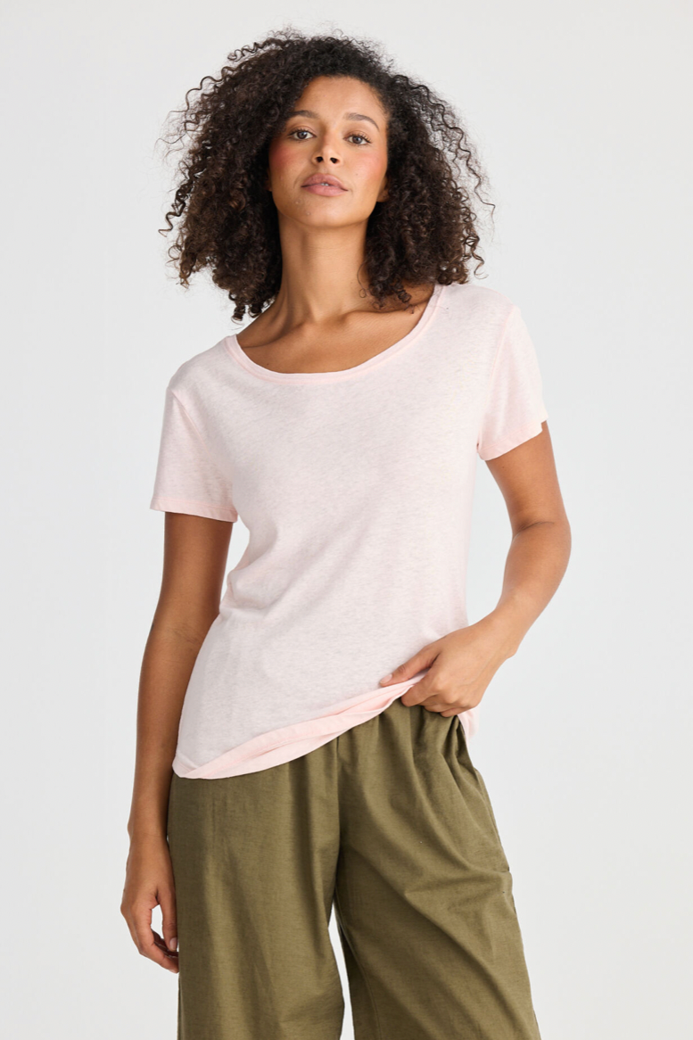 Monza Linen Tee - Pink