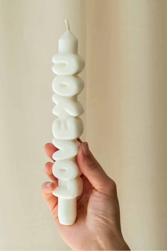 3D Taper Candle - 'Love You' - White