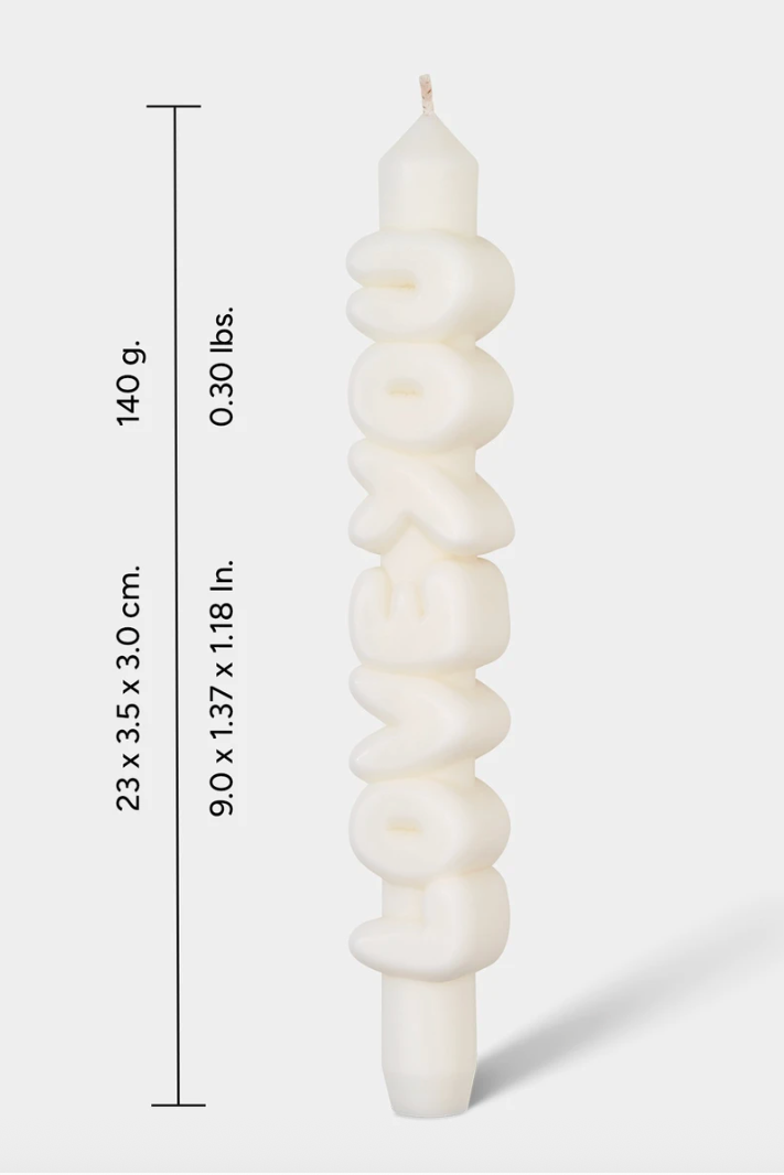 3D Taper Candle - 'Love You' - White