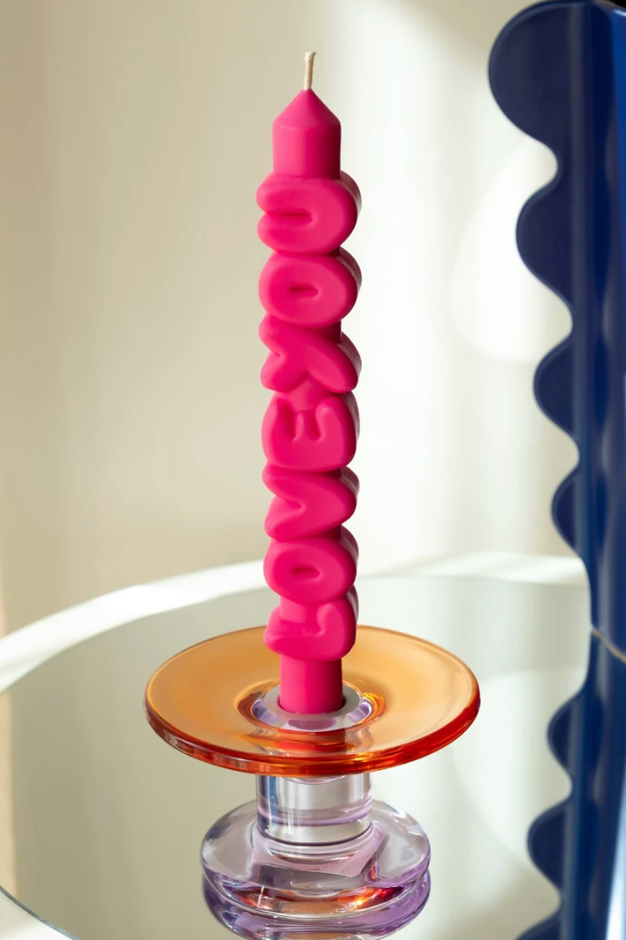 3D Taper Candle - 'Love You' - Pink