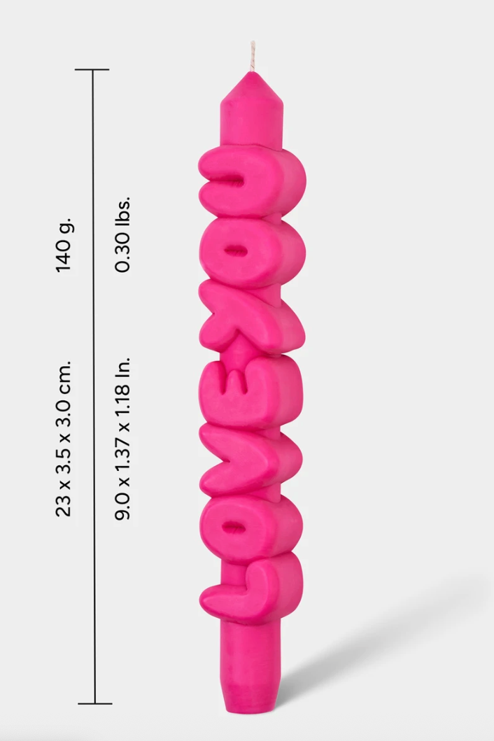 3D Taper Candle - 'Love You' - Pink