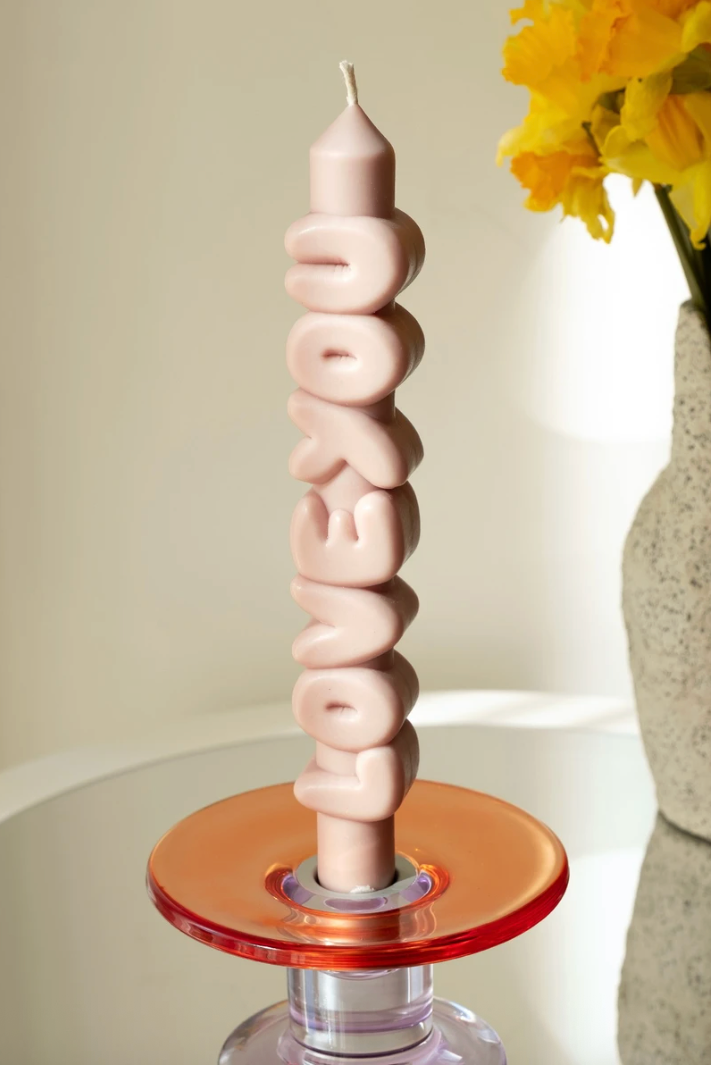 3D Taper Candle - 'Love You' - Cream
