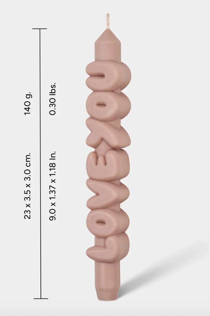 3D Taper Candle - 'Love You' - Cream