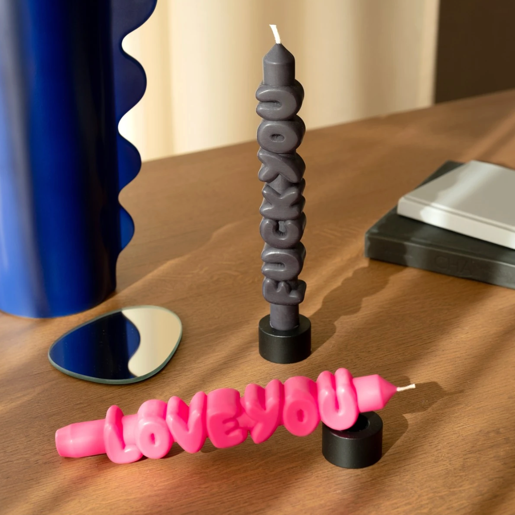3D Taper Candle - 'F*ck You' - Black