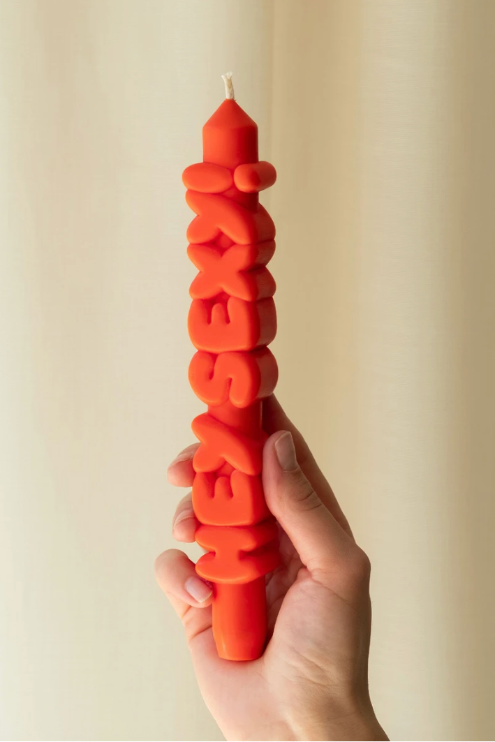 3D Taper Candle - 'Hey Sexy' - Orange