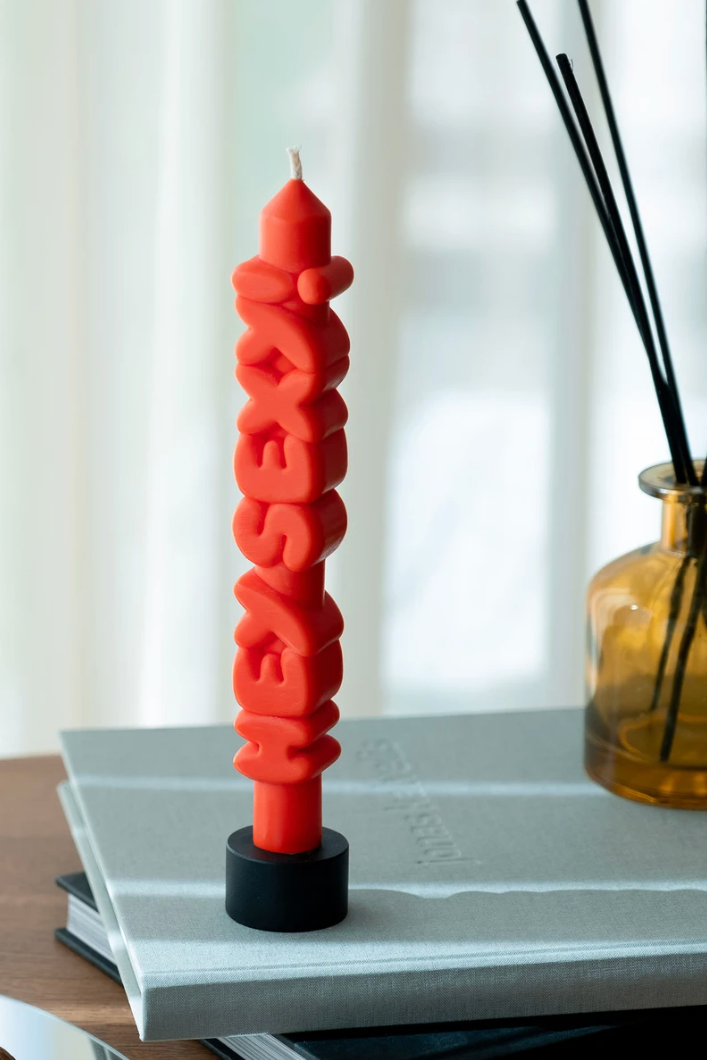 3D Taper Candle - 'Hey Sexy' - Orange