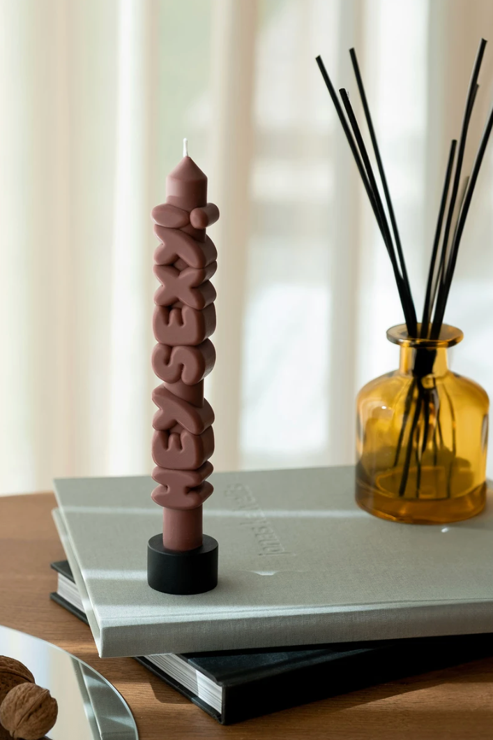 3D Taper Candle - 'Hey Sexy' - Mocha