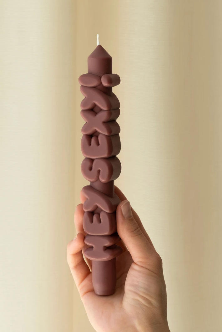 3D Taper Candle - 'Hey Sexy' - Mocha