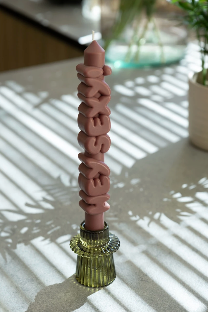 3D Taper Candle - 'Hey Sexy' - Mocha