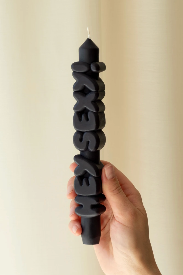 3D Taper Candle - 'Hey Sexy' - Black