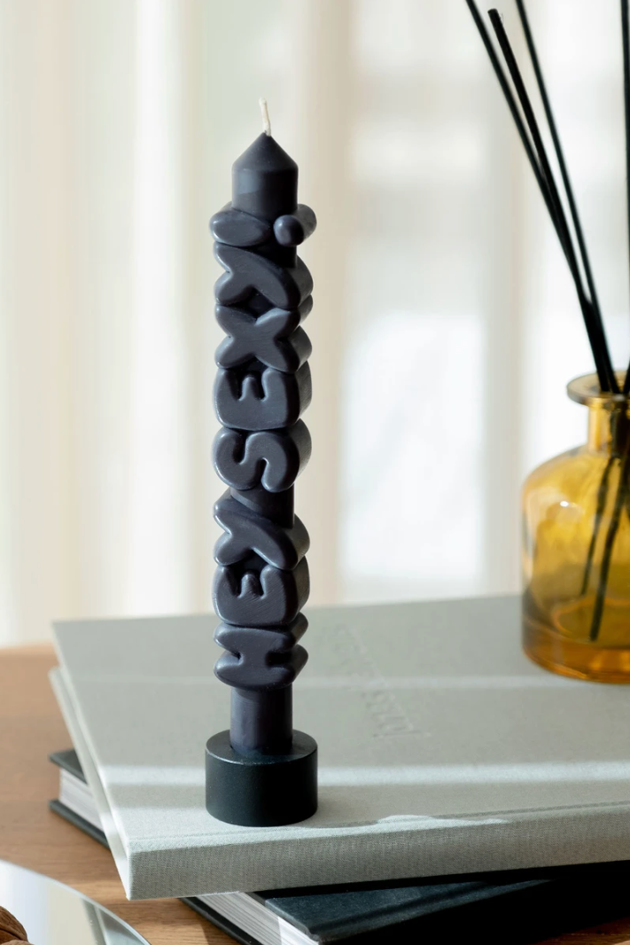 3D Taper Candle - 'Hey Sexy' - Black