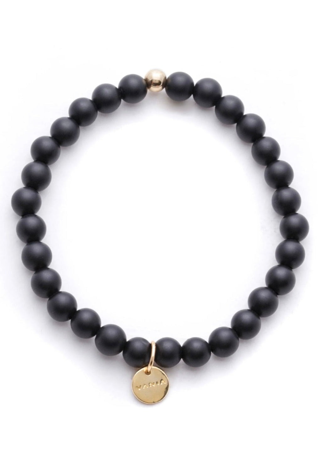 Mens Amuleto Onyx Bracelet, Gold Filled, by VANIA Attributed as a stone that assists with keeping bad vibes at bay, by wearing this bracelet be reminded of the importance of knowing yourself on your own terms and protecting your boundaries. Love, safety and security are gifts we give ourselves, be reminded that alone time promotes stillness which promotes clarity to be accountable as the owner and master of your destiny and path.