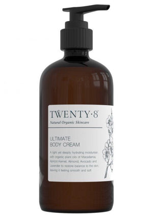 Ultimate Body Lotion, by Twenty8  A light yet deeply hydrating moisturiser, using organic plant oils of Macadamia oil, Apricot Kernel Oil, Almond Oil, Avocado Oil and Lavender to restore balance to the skin, leaving it feeling smooth and soft.  The perfect base to add your essential oil synergy blends to for your daily body boosting ritual.
