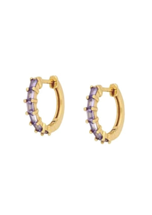 Lavender Baguette Sleepers - Gold by LINDI KINGI Our stunning Gold Baguette Sleepers with Lavender Zirconia are super classic and easy to wear everyday. 