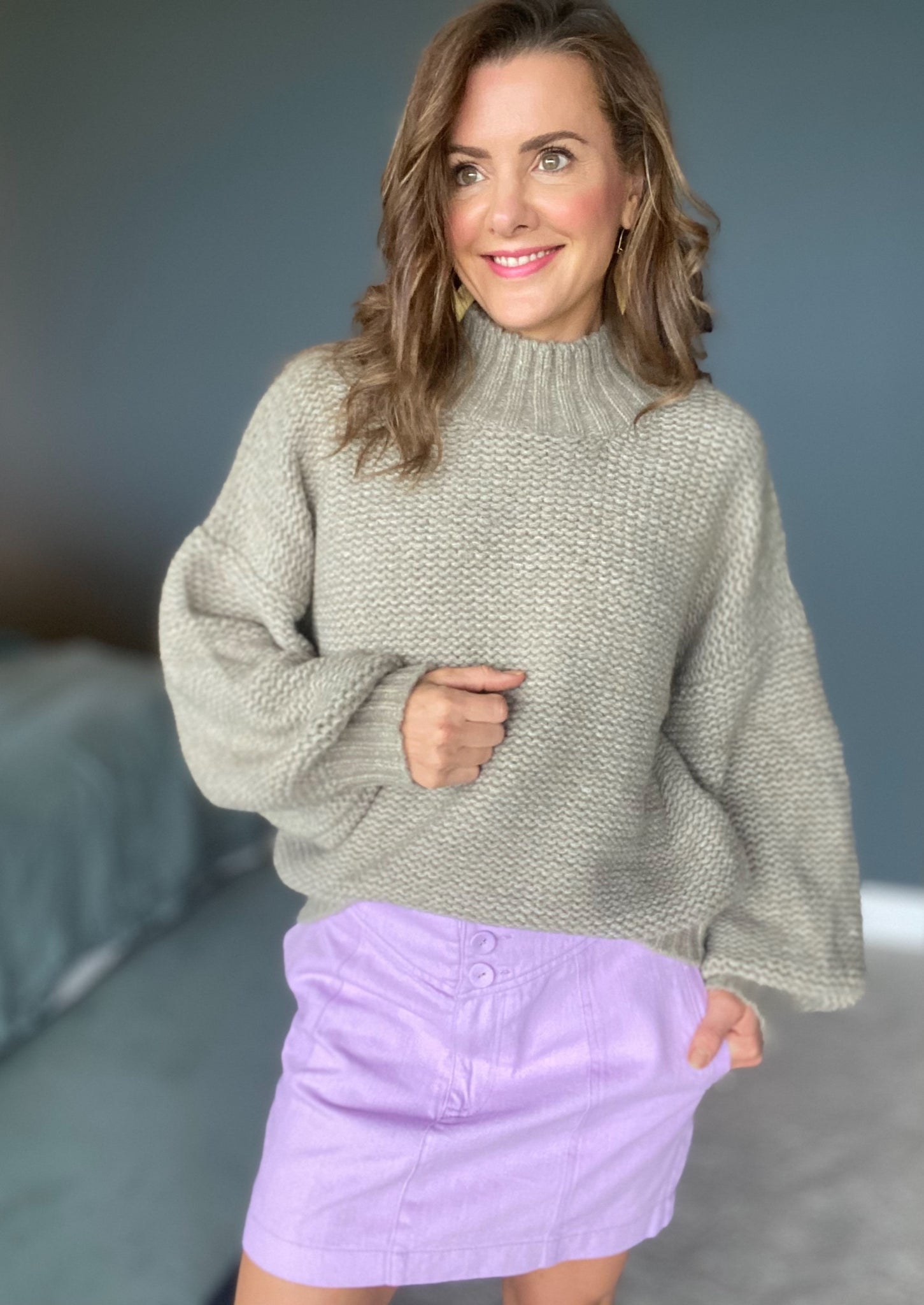 Wren Lilac Mini - by MinkPink  A cute cotton lilac mini that's perfect with tights and boots plus a chunky knit in winter, or with cotton tees and blouses in summer.  We love it paired with:  Margot Blouson Jumper in Sage seen here  New Moon Jumper in Khaki/Lilac (2nd image)   Wild Child Tee