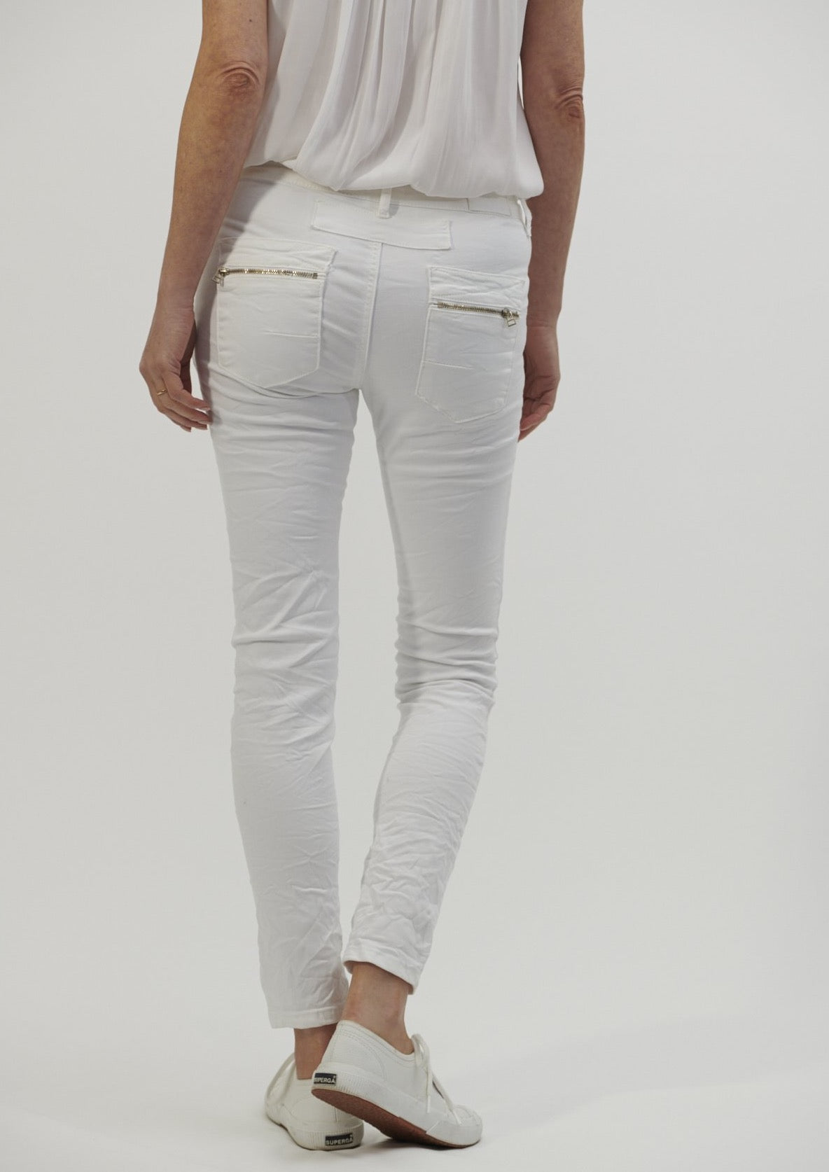 Italian Star Button Jeans - White