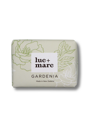 luc + marc 'Gardenia' Luxury Soap - Shea Butter luc + marc luxury Gardenia Soap is a favourite soap blend that evokes images of beautiful Spring flowers, with a strong, sweet scent. Using only the finest ingredients, including an olive oil and coconut oil base, and enhanced with vitamin rich shea butter, that creates a luxurious lather.  Moisturising aloe vera helps to reduce skin inflammation & soothe.  