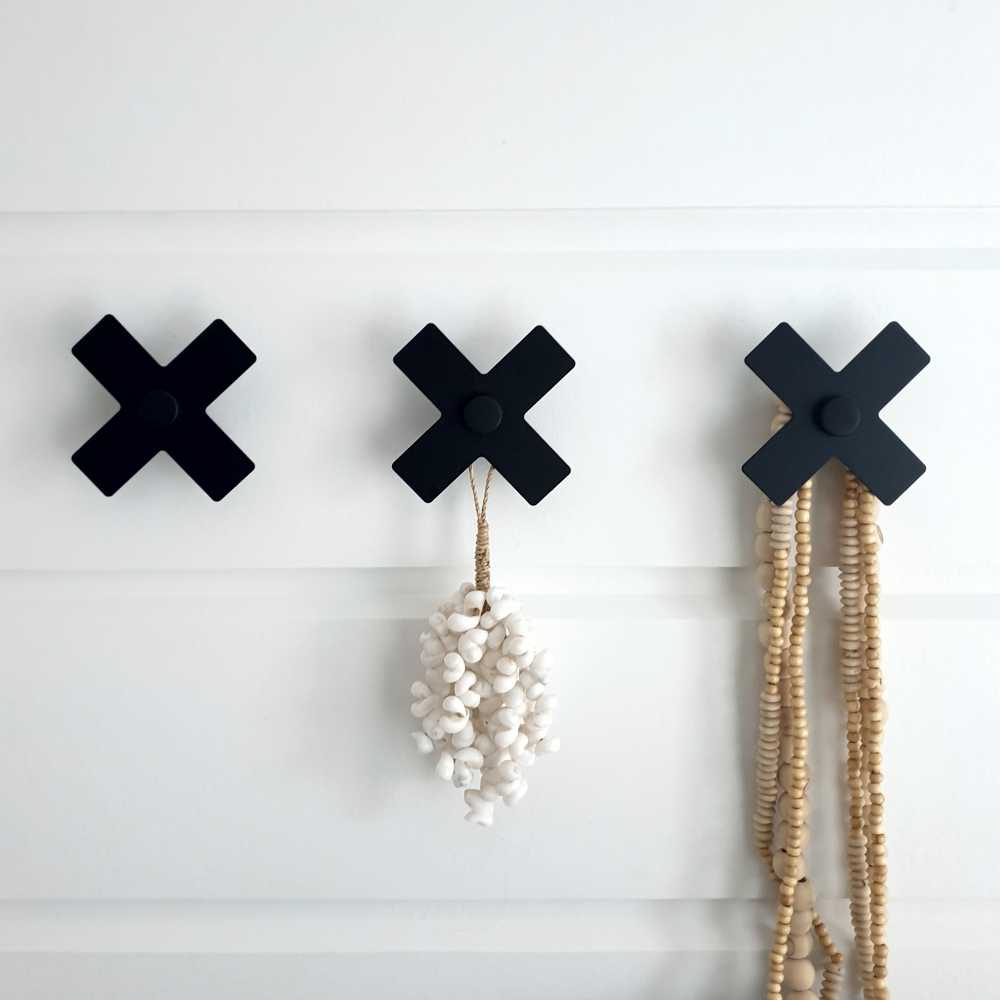 Cross Wall Hooks - Black (3 sizes)