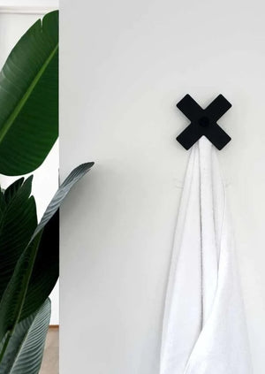 Cross Wall Hooks - Black Lisa's new Scandinavian inspired minimal cross wall hooks make a stunning addition to your wall - indoors or outdoors.  They look fabulous as a set or 3 or 5. 