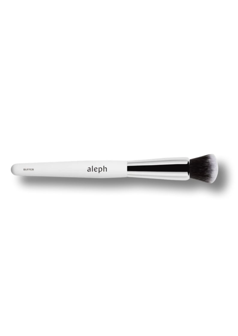 Aleph Buffer Brush﻿  The ultimate brush for seamless creme colour application, for cheek colour, contour and highlight.  Blend, buff and sculpt. The soft dense head delivers a perfectly blended skin finish.