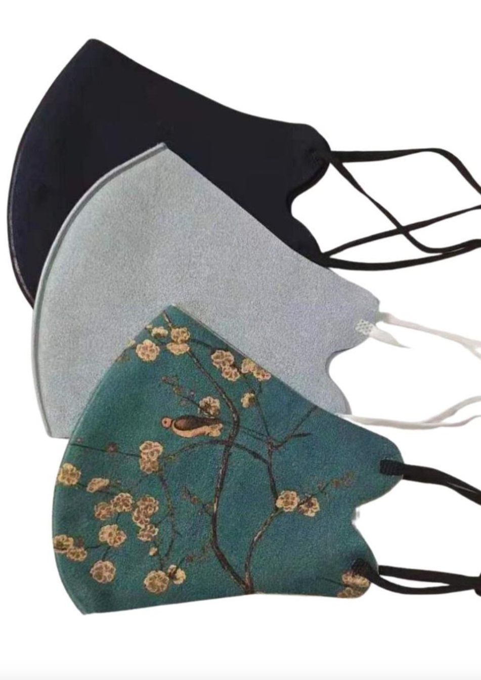 Face Masks, by Queen of the Foxes - Chinoiserie Bird  Pack of 3 - super soft washable masks that are a barrier to droplets, dust and pollen, the most fashionable way to keep you and others safe! 