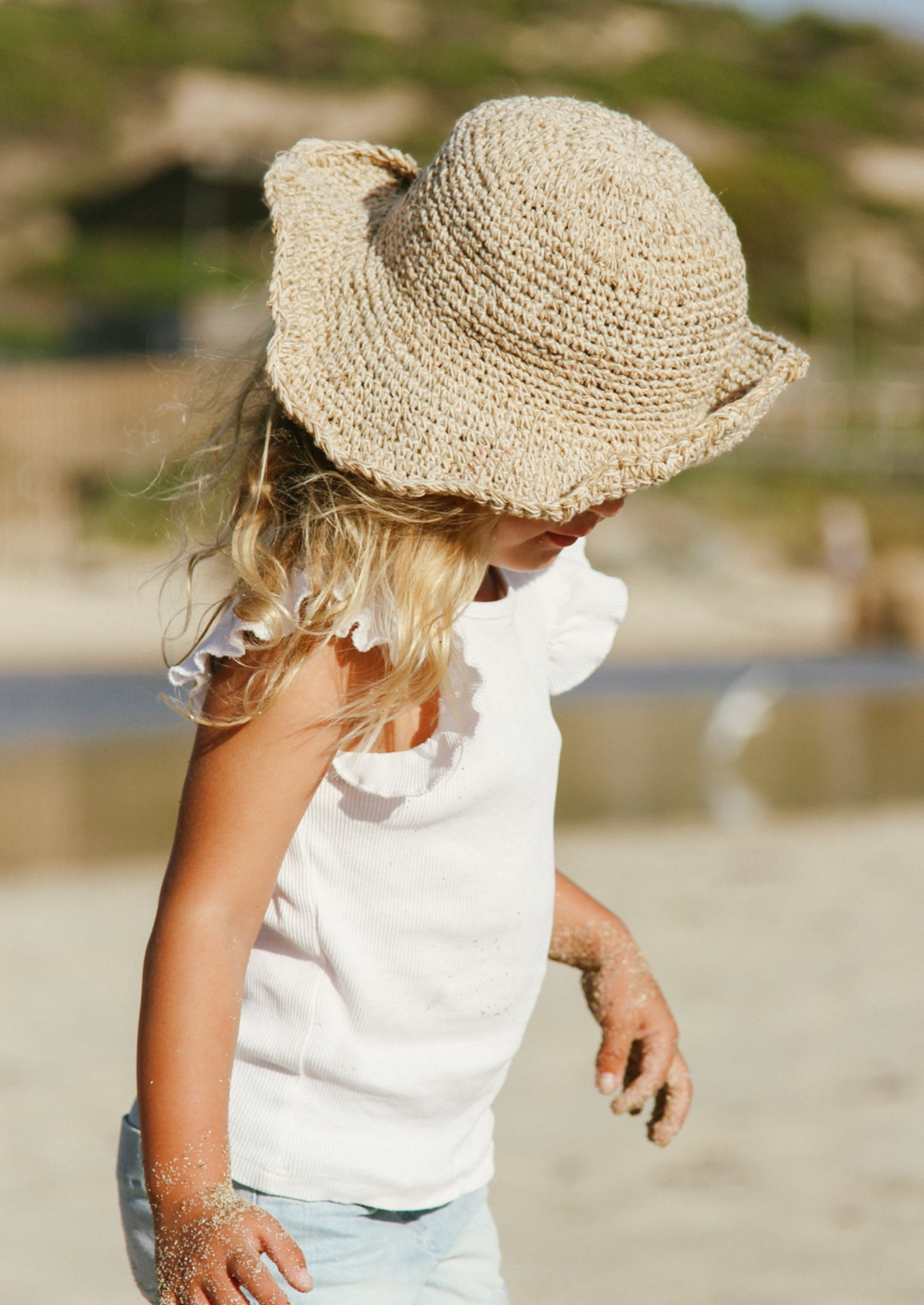 Kids Polly Short Brim Hat - Natural
