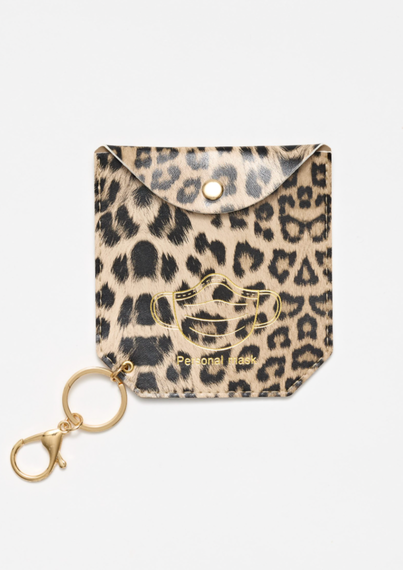 Face Mask Holder - Leopard, by Stella + Gemma Keep your mask nice and handy and germ free in this cute wee mask holder from Stella and Gemma.  Key chain attached for easy access on your keys.