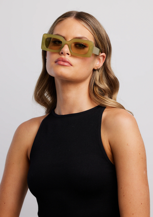 Twiggy Eco - Milky Sage, by Reality Dig it baby - strut down Carnaby St with this reinterpretation of London 60s chic, complete with super flat lenses to bring it into the now.  Details:  100% RECYCLED Robust Polycarbonate Lens       Category 3 Lens   Sage colour category 2          Good UV Protection